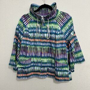 Berek 90's Y2K Women's Jacket Sz M Multi-Colored Geometric Zip Front Lightweight
